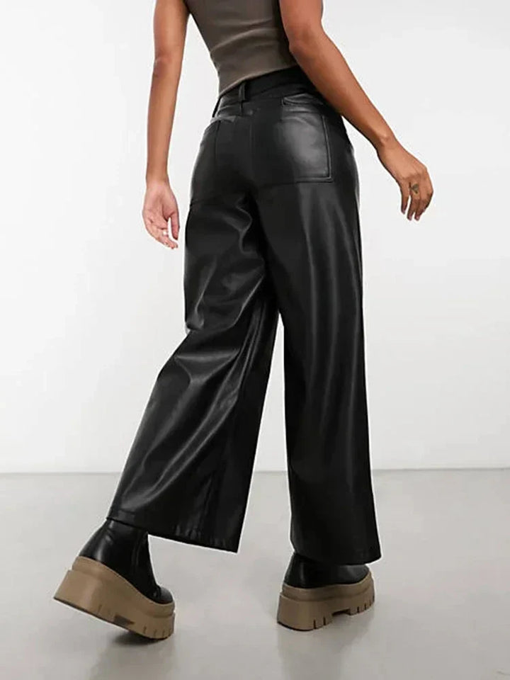 Pantaloni in pelle a vita alta SleekEdge da donna