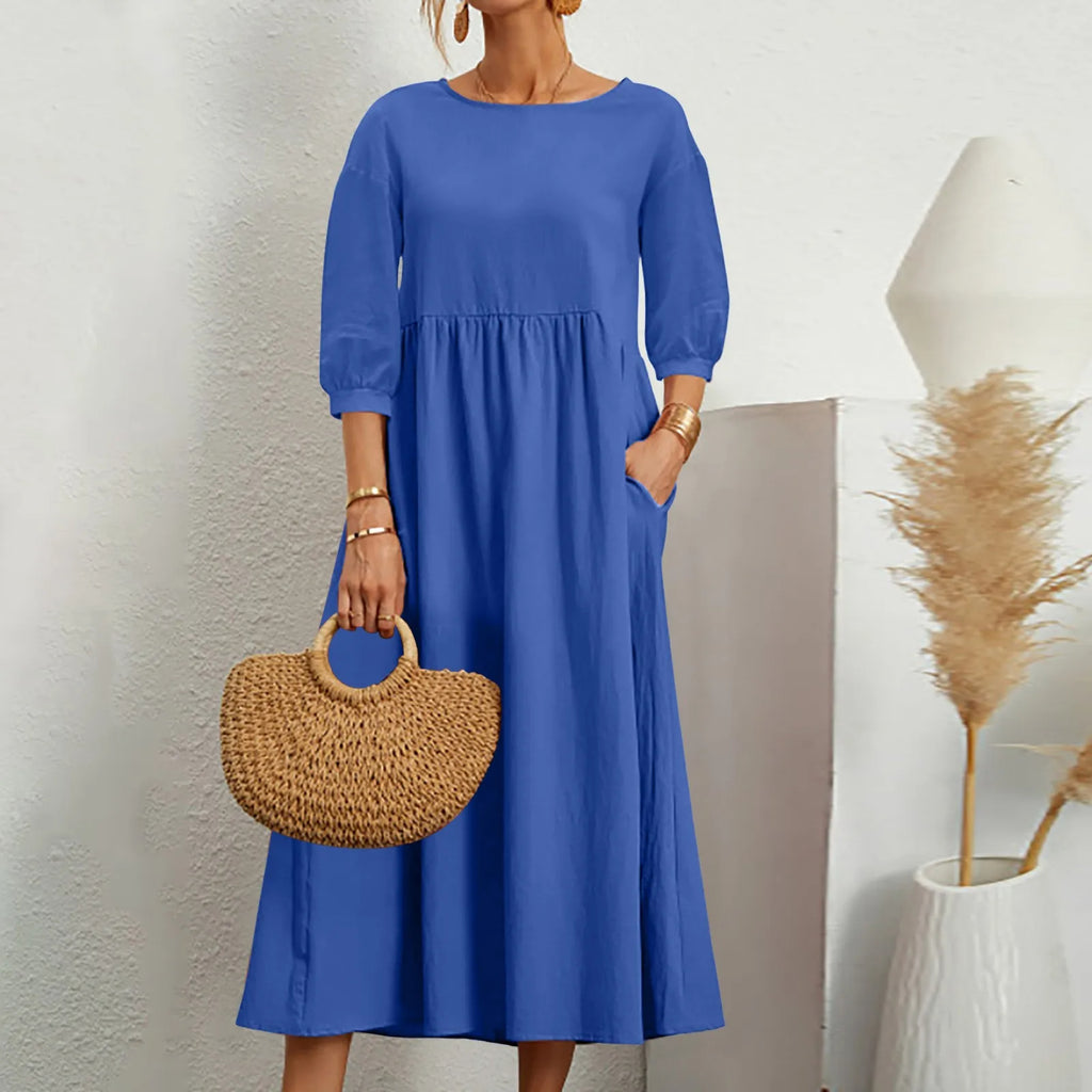 Abito midi patchwork dal taglio morbido da donna
