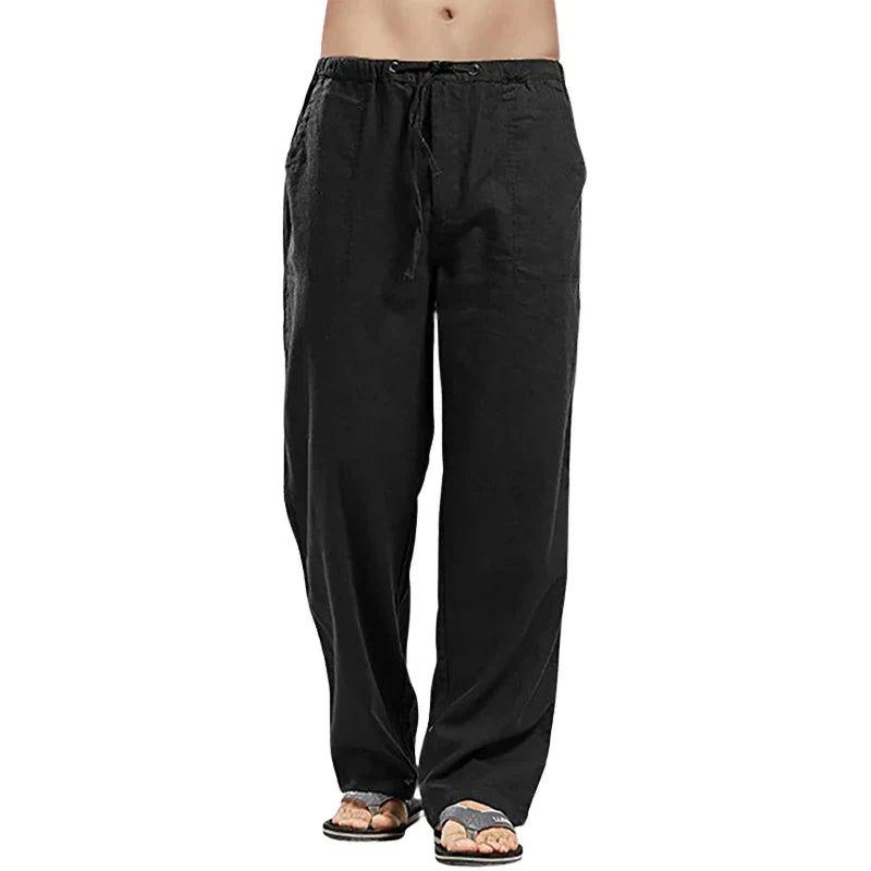 Lino – Pantaloni da uomo in lino traspirante con vestibilità oversize