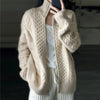 Cardigan a collo alto in maglia fine effetto lana da donna