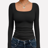Top Crop a Maniche Lunghe con Collo Quadrato per Donne