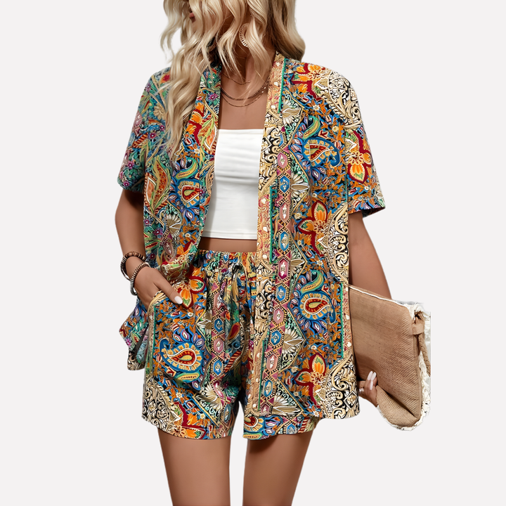 Camicia e pantaloni corti kimono da donna