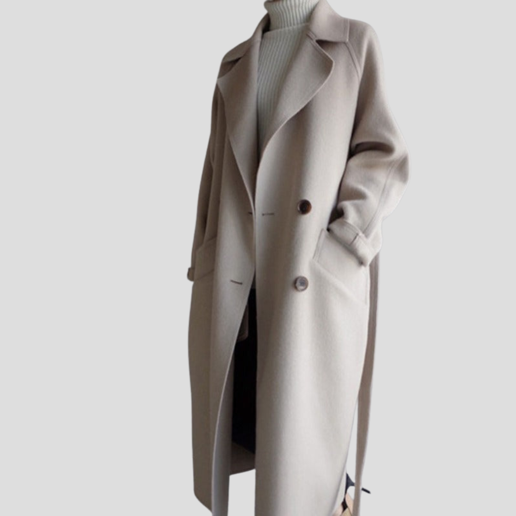 Cappotto Lungo Simile Lana per Donna – Strato Elegante per Giorni Freddi