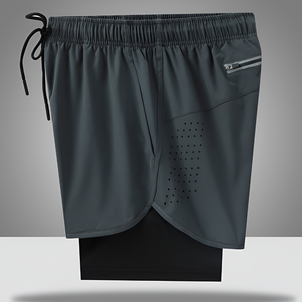 Pantaloni Corti da Corsa Uomo Velocemente Asciugabili con Zip