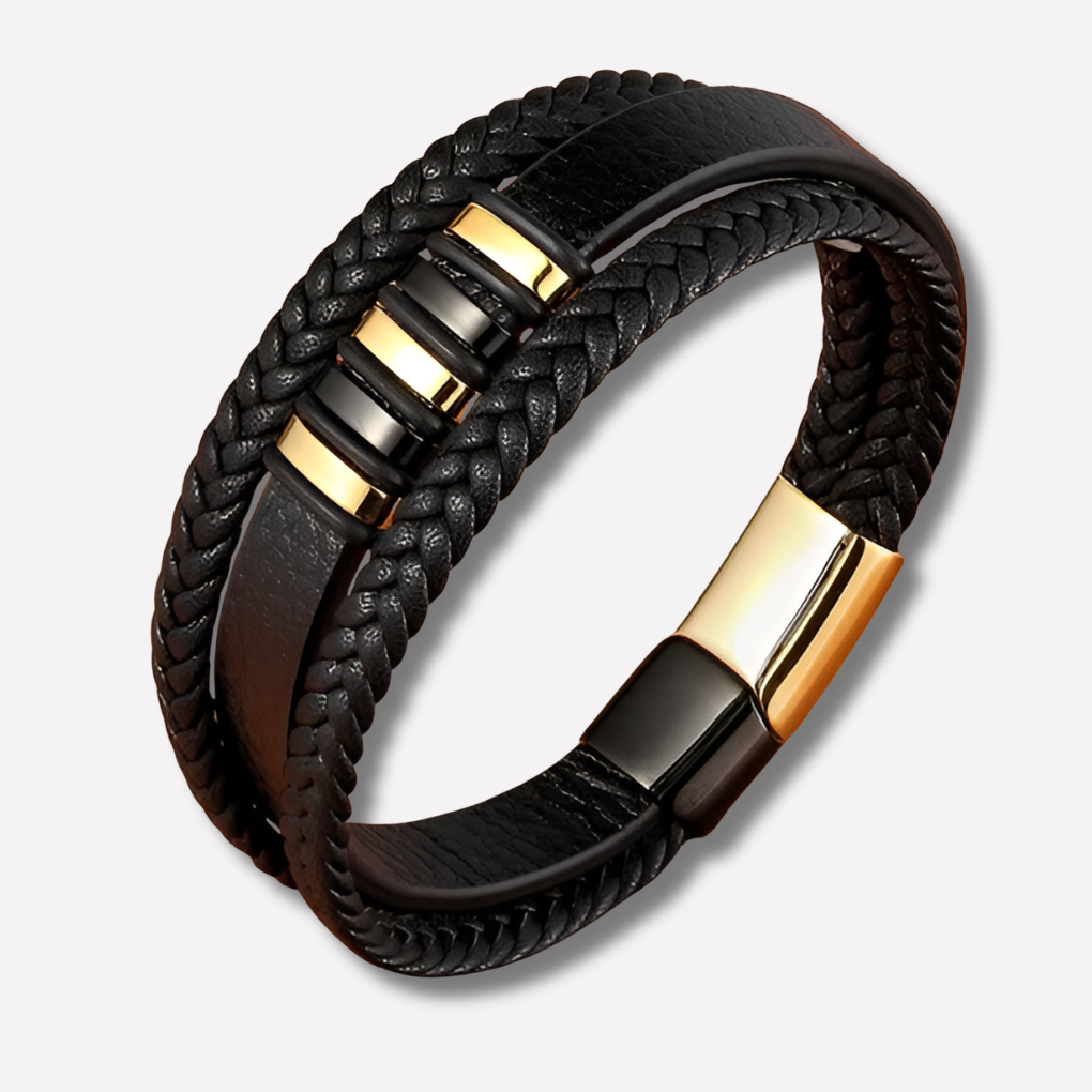 Bracciale in pelle con chiusura magnetica da uomo