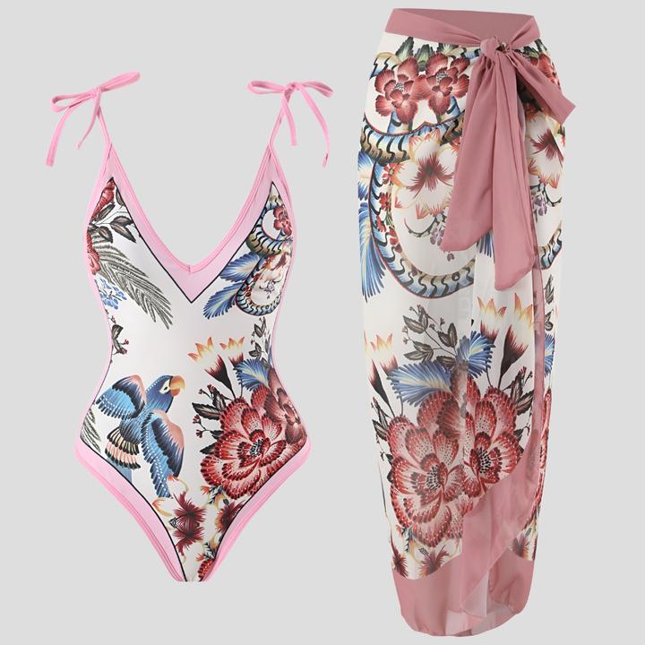 Costume da Bagno a Mono Vintage per Donne con Volant