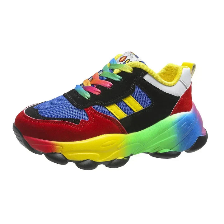 Sneakers multicolori alla moda con suola a zeppa
