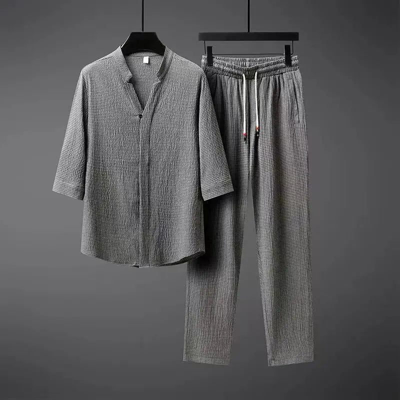 Completo Tuta in Lino Vintage 2 Pezzi per Uomo