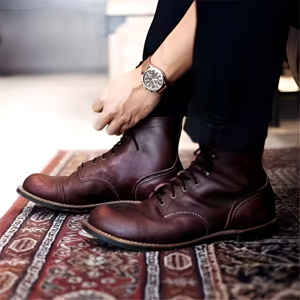 Daxel – Stivaletti stringati vintage da uomo