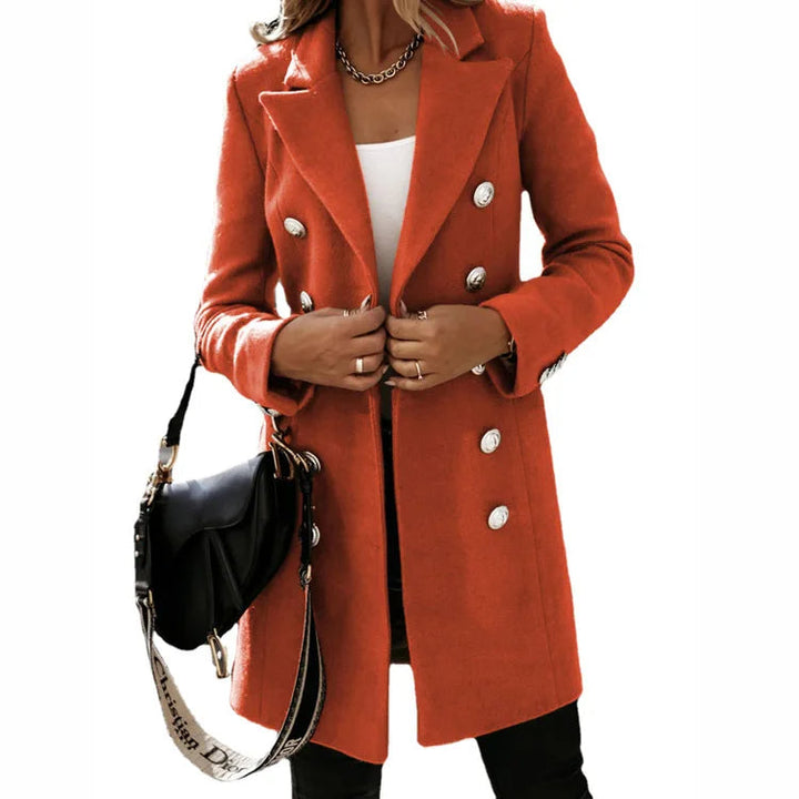 Cappotto Lungo Elegante Simile Lana per Donna