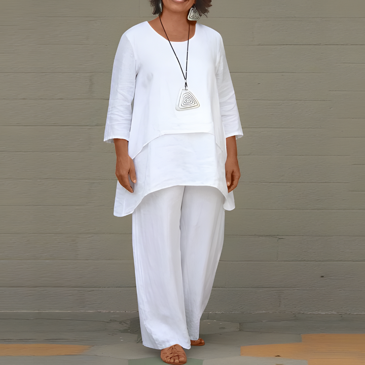 Completo due pezzi in lino da donna