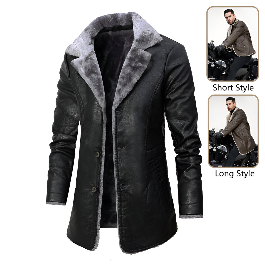 Giacca in Pelle Foderata in Shearling per Uomo
