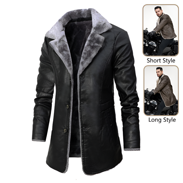Giacca in Pelle Foderata in Shearling per Uomo