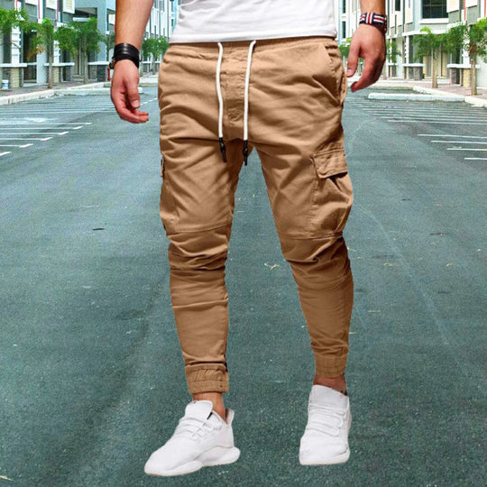 Pantaloni cargo casual con tasche a patta da uomo
