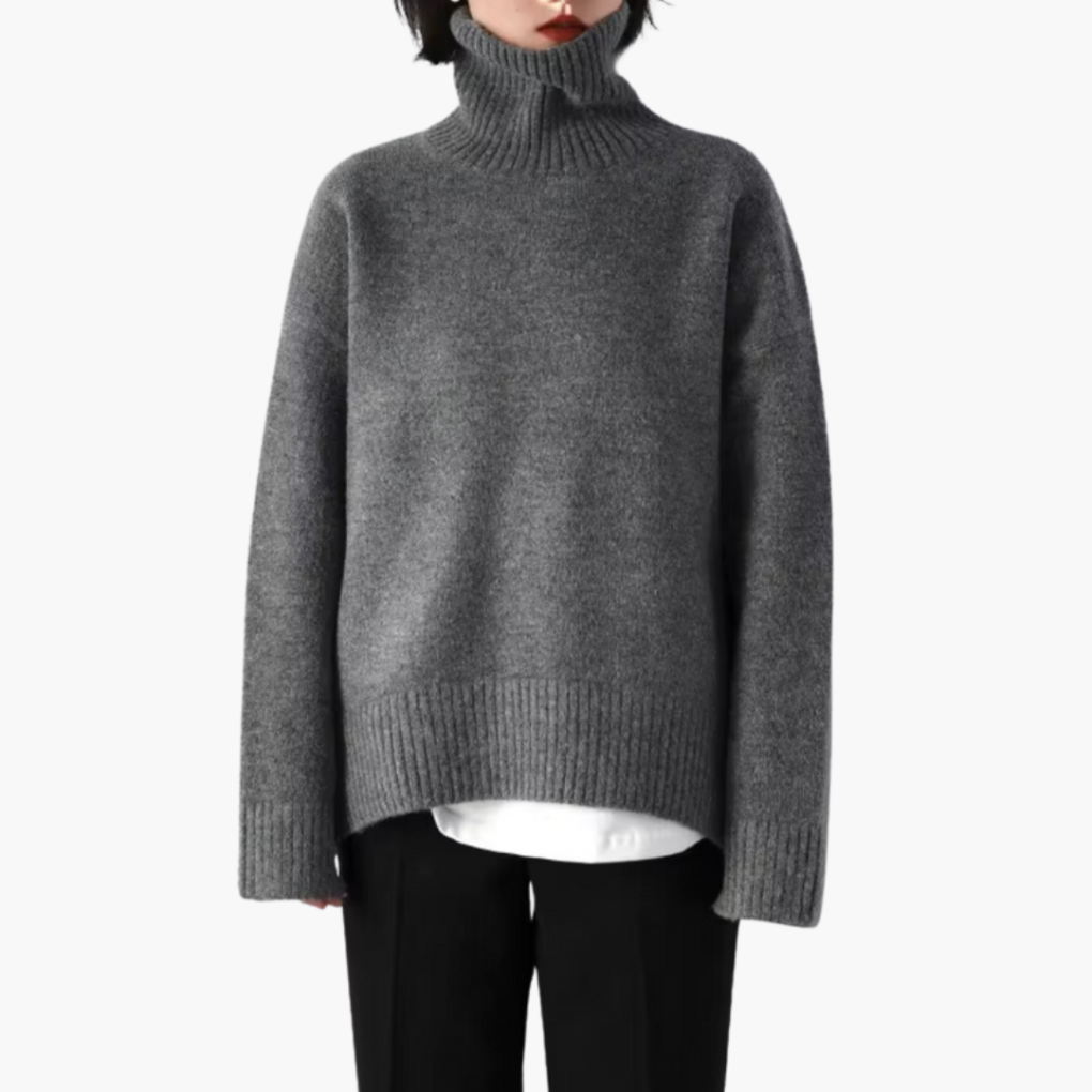 Maglione a collo alto a coste da donna