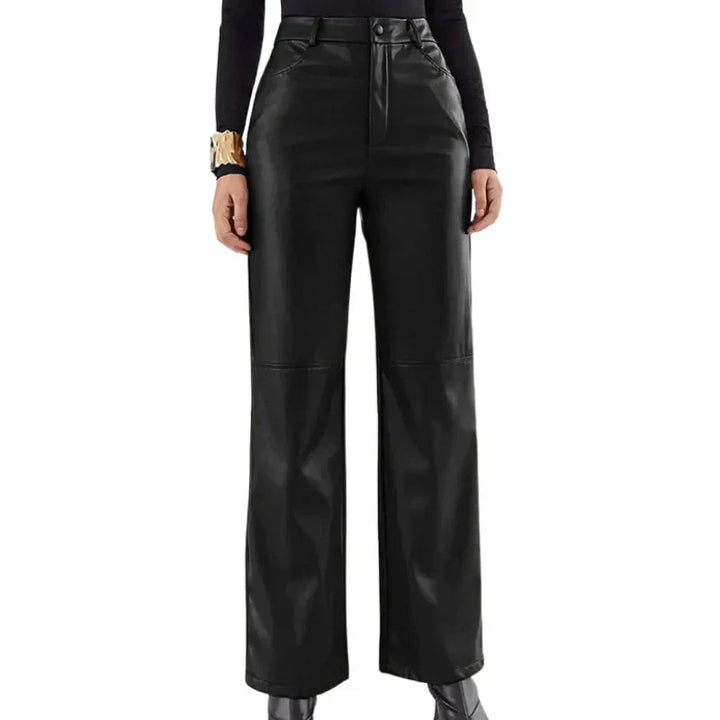 Pantaloni in pelle a vita alta SleekEdge da donna