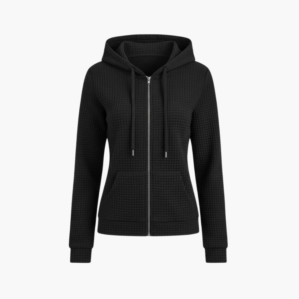 Felpa con zip da donna con cappuccio regolabile