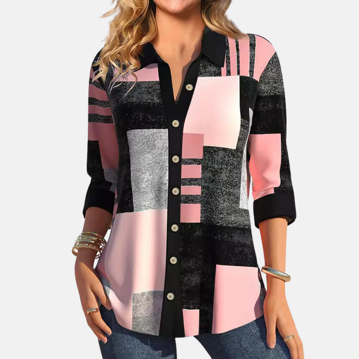 Blusa Casual Donna con Pattern a Check