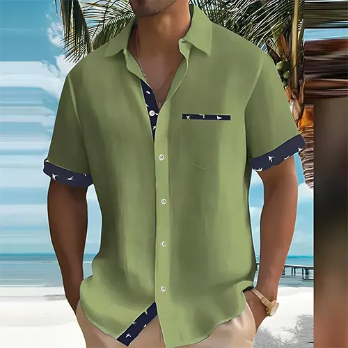Liam – Camicia Estiva Uomo a Maniche Corte | Traspirante e Stilosa