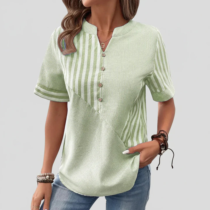 Blusa Leggera a Righe da Donna con Collo Mandarino