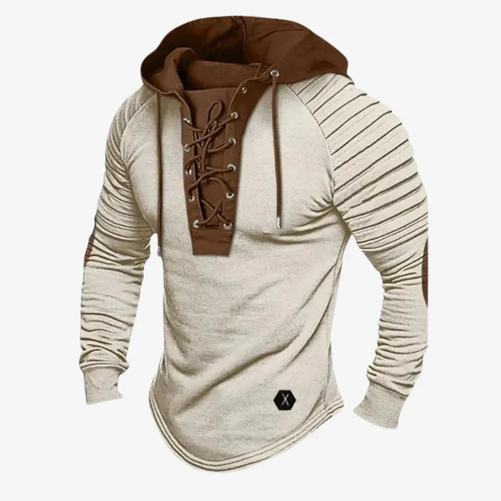 Felpa da uomo con scollo allacciato e comodo cappuccio