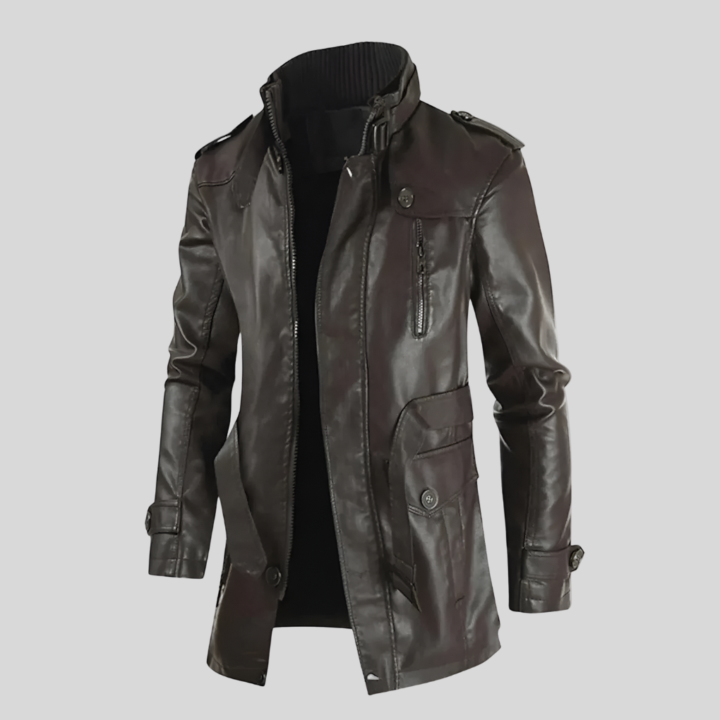 Cappotto di Pelle Lungo per Uomini