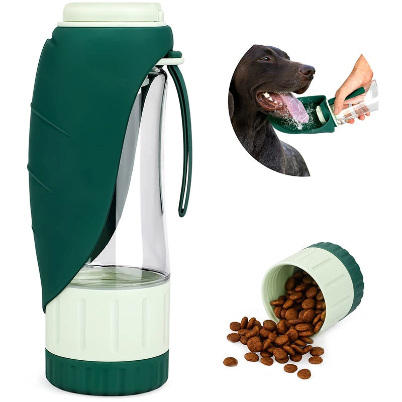 Borraccia portatile 2 in 1 per cani con contenitore per cibo