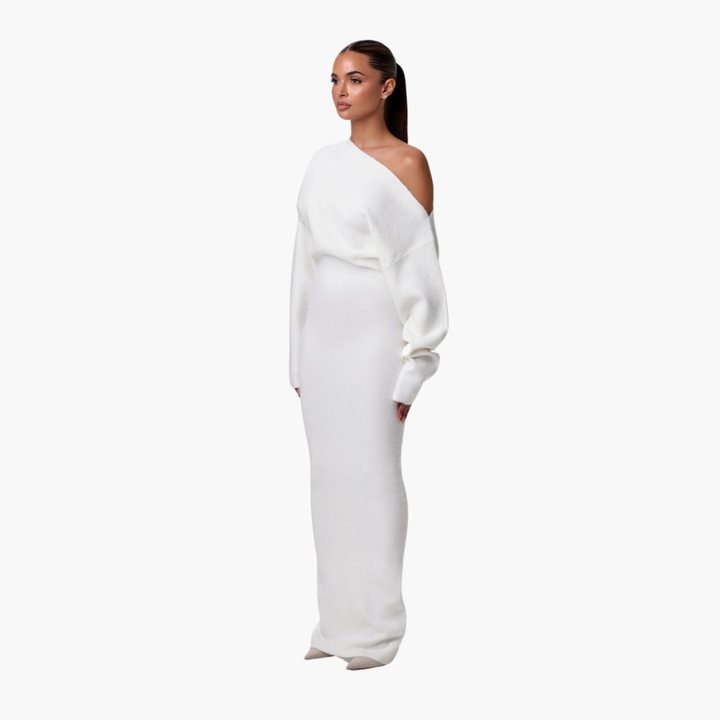 Abito in Maglia Senza Spalline per Donne – Abito Serale Elegante