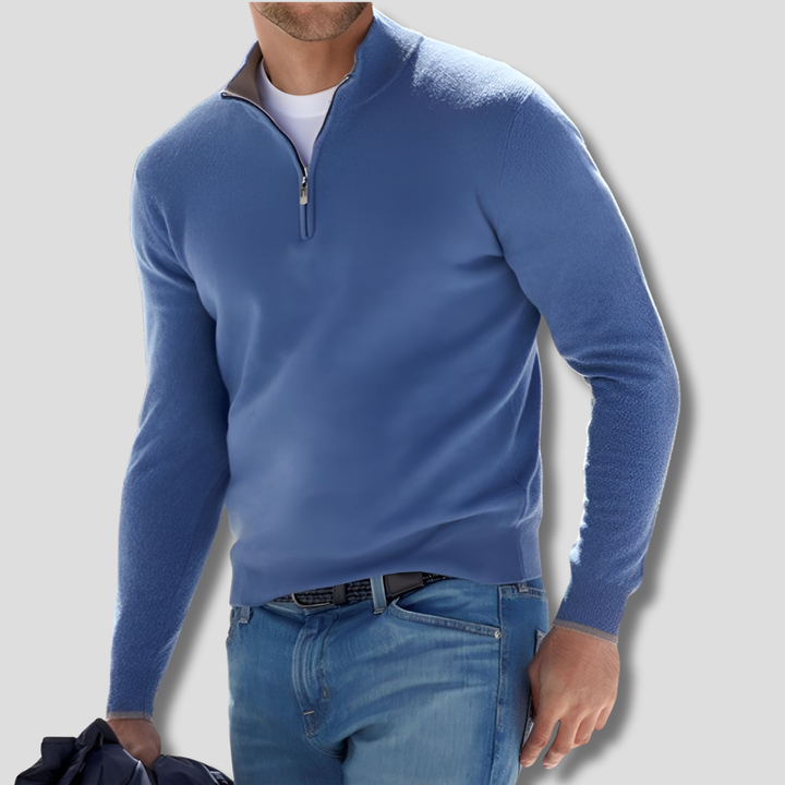 Maglione in Cotone con Collo a Zipper per Uomini