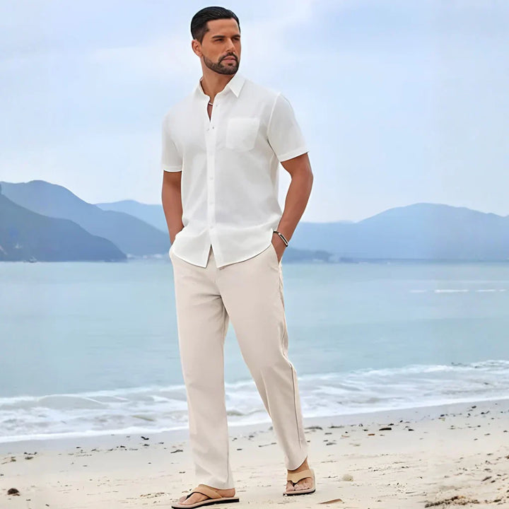 Pantaloni in Cotone e Lino da Uomo