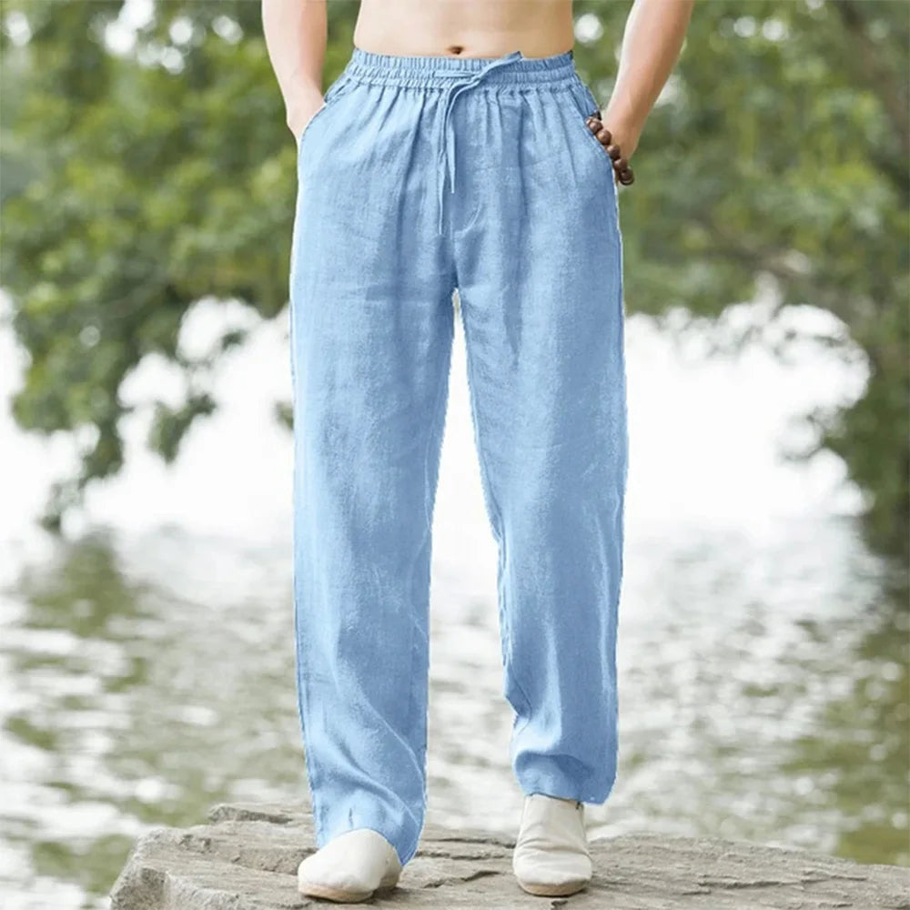 Pantaloni da spiaggia in lino da uomo per un comfort estivo senza pensieri