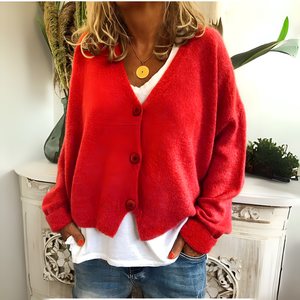 Cardigan morbido in maglia con scollo a V da donna