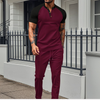Set da lounge con camicia a bottoni da uomo e pantaloni lunghi a waffle