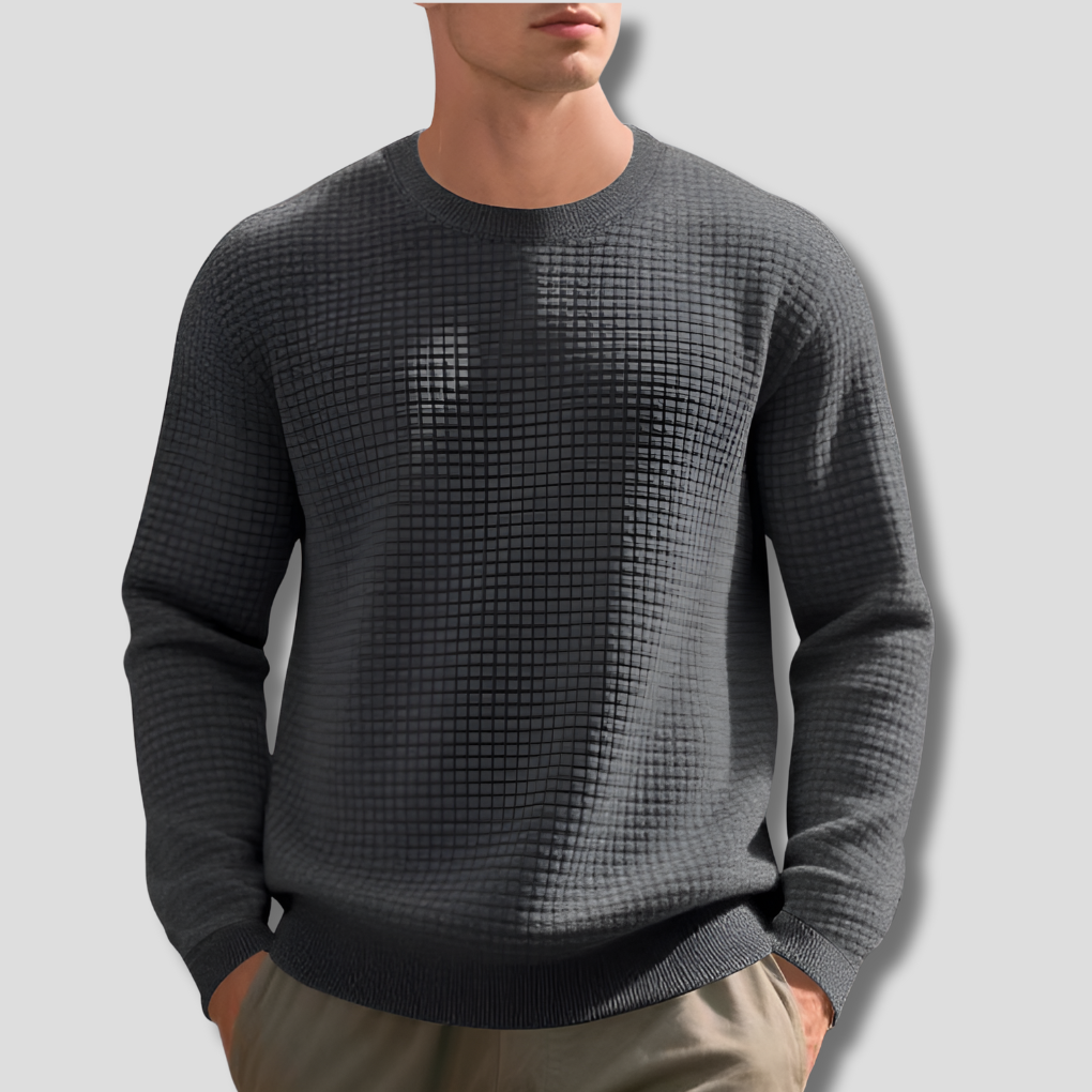 Maglione Comodo in Maglia Waffle per Uomini