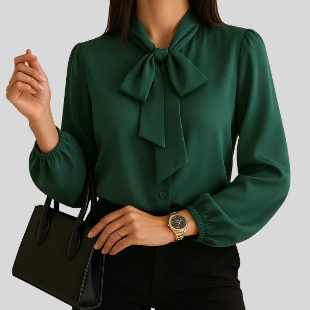 Blusa con fiocco al collo da donna