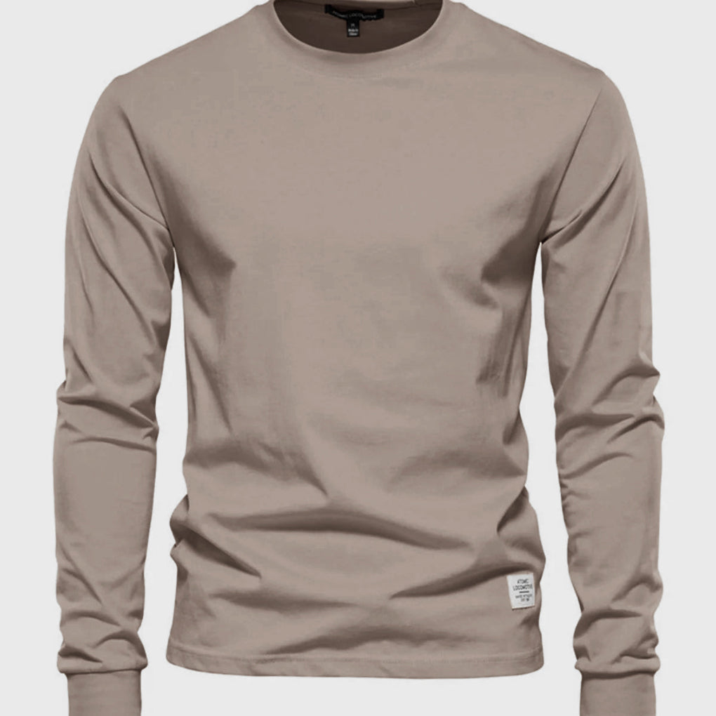 Camicia in Cotone a Maniche Lunghe per Uomo con Collo Rotondo