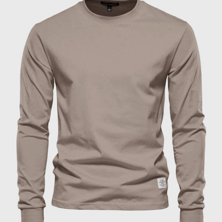 Camicia in Cotone a Maniche Lunghe per Uomo con Collo Rotondo