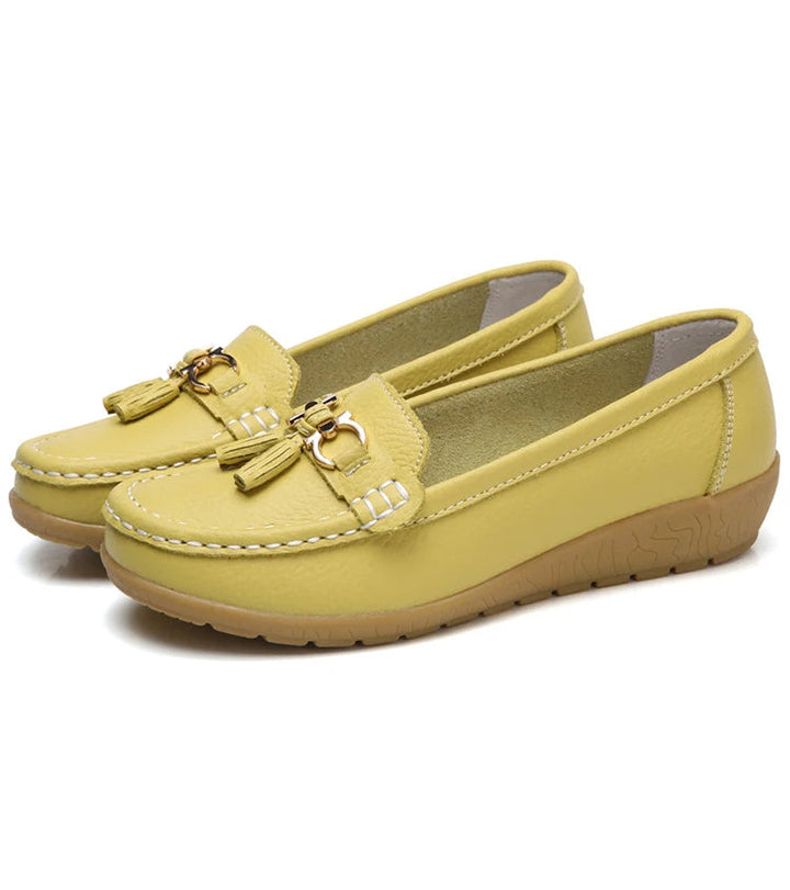 Ballerine da donna in pelle con cut-out