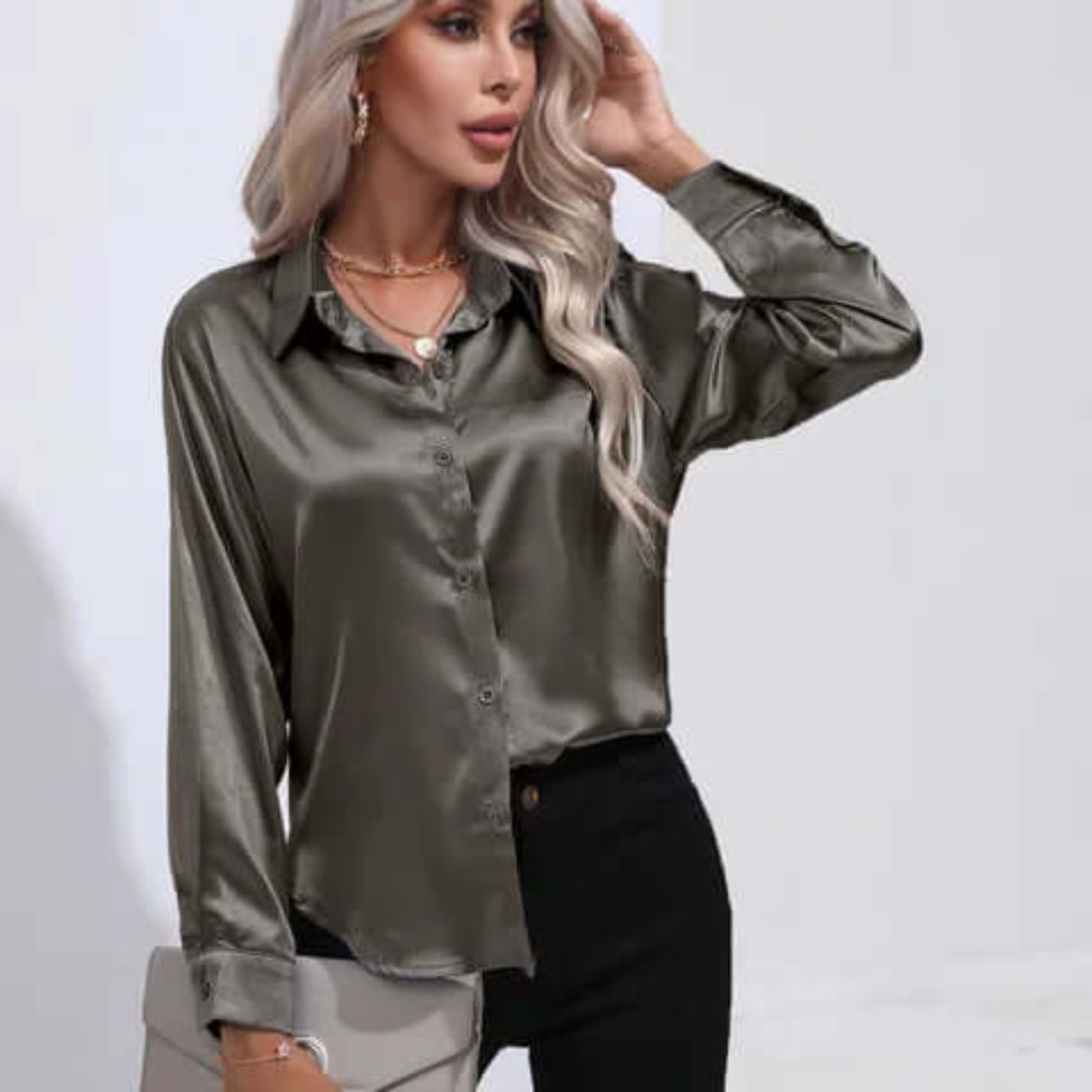 Blusa Lunga Morbida in Satin da Donna