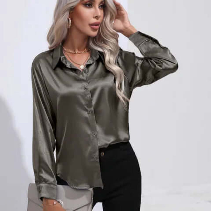 Blusa Lunga Morbida in Satin da Donna