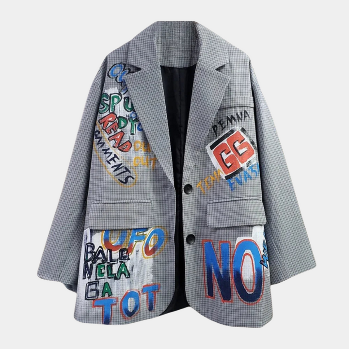 Blazer da donna oversize con motivo a quadri discreto