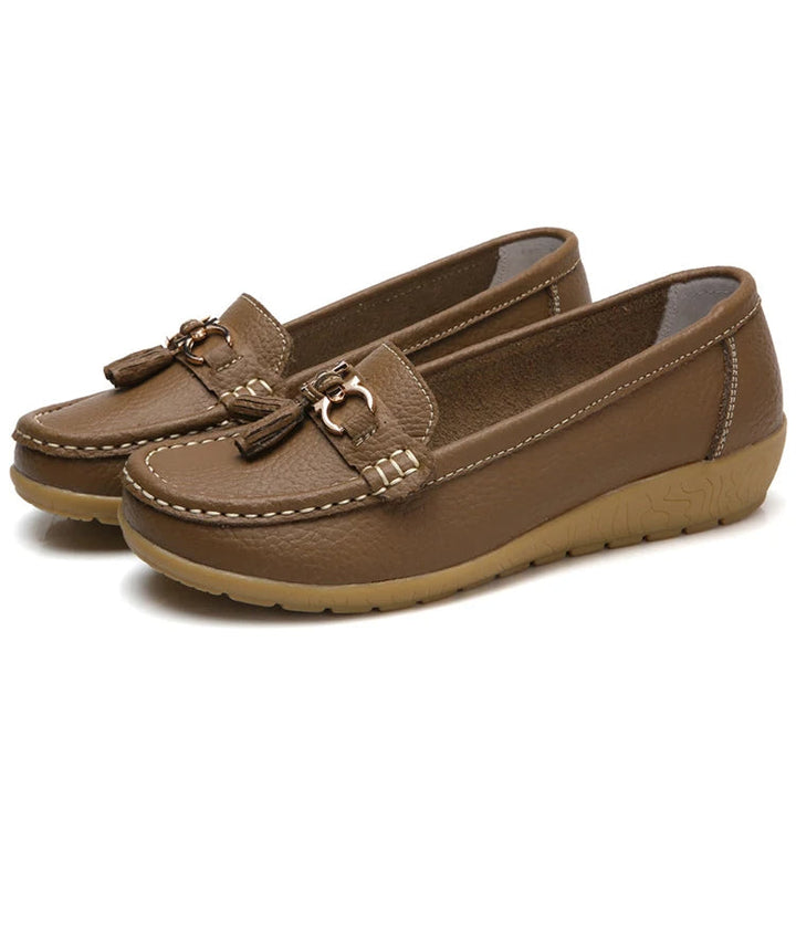 Ballerine da donna in pelle con cut-out
