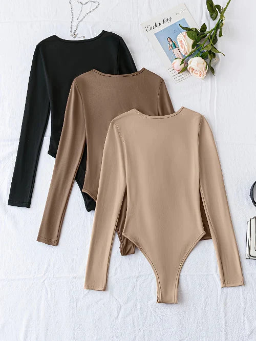 Body a maniche lunghe da donna, set da 3