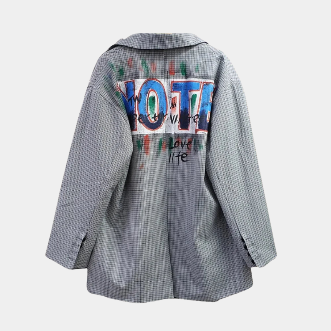 Blazer da donna oversize con motivo a quadri discreto