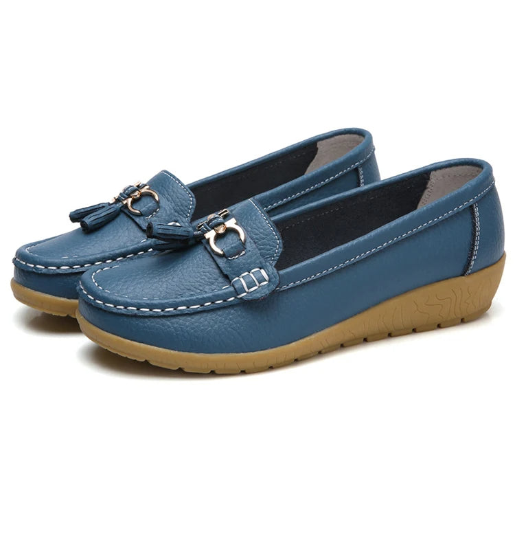 Ballerine da donna in pelle con cut-out