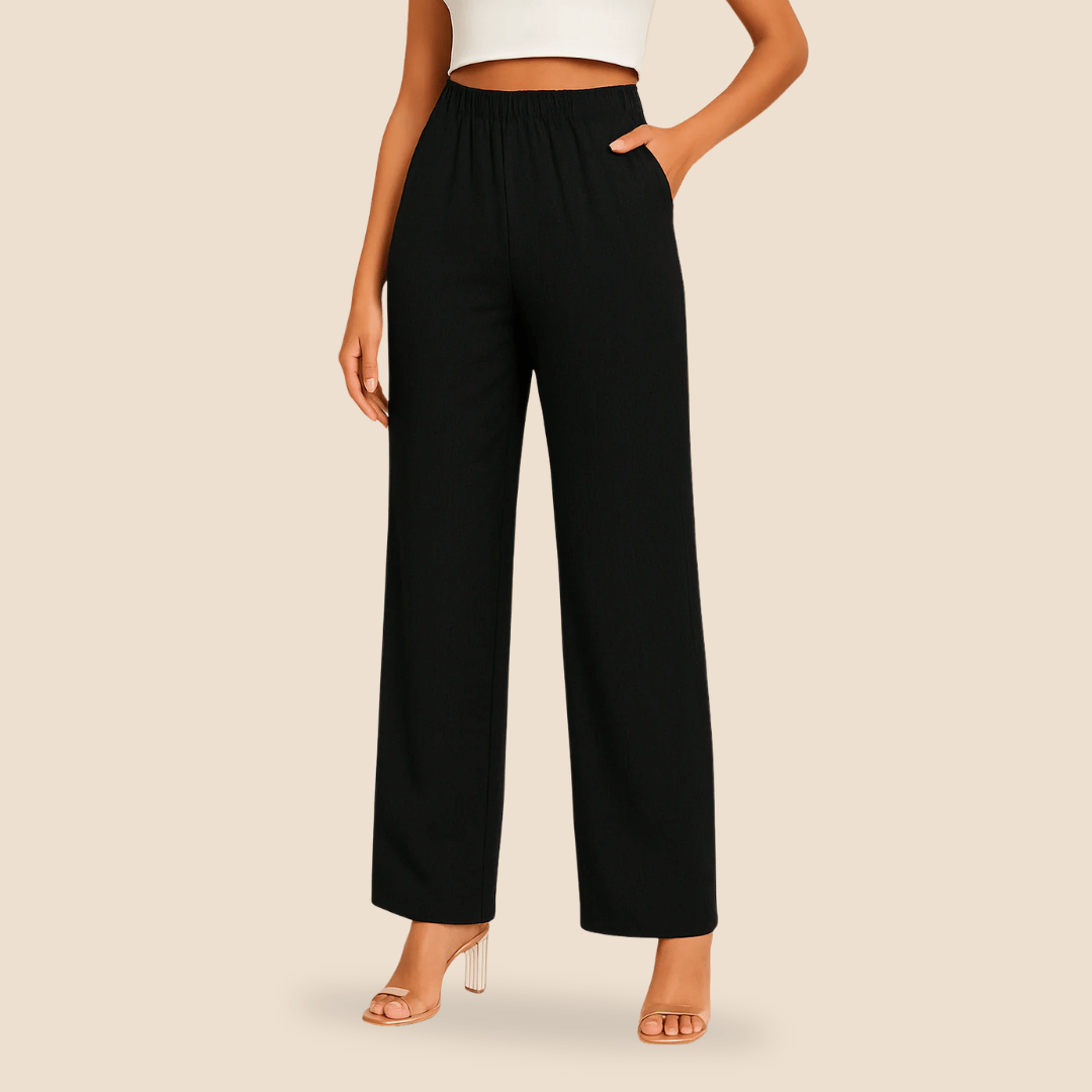Pantaloni a gamba dritta con vita elastica da donna