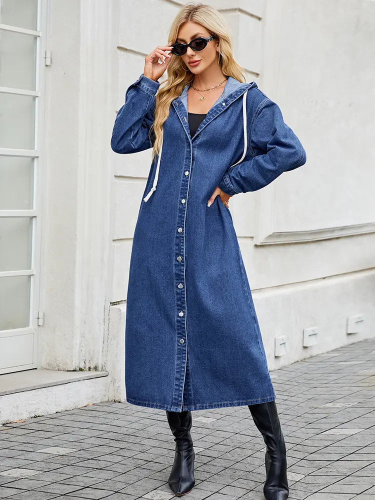 Giacca Trench Lunga in Denim da Donna