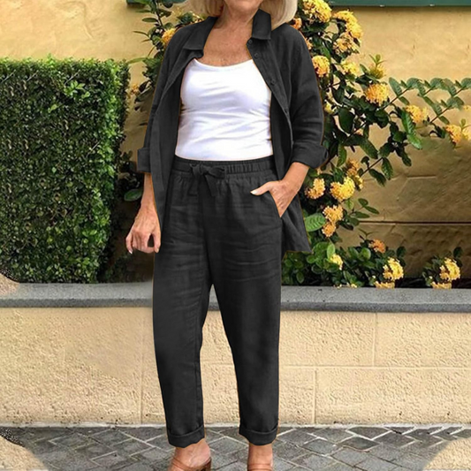 Eleganza casual per tutti i giorni – Completo donna 2 pezzi in cotone e lino