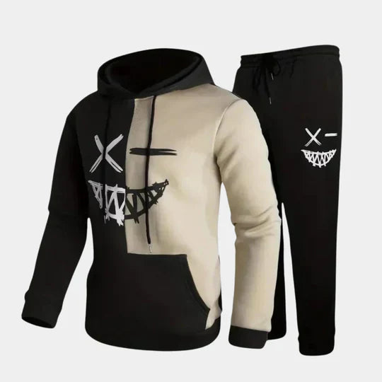 Set di Hoodie Grafico e Jogger per Uomini