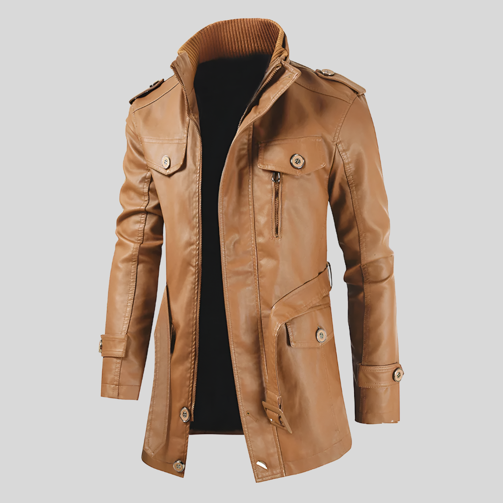 Cappotto di Pelle Lungo per Uomini